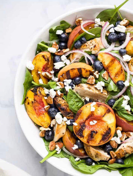 Peach and Blueberry Grilled Chicken Salad