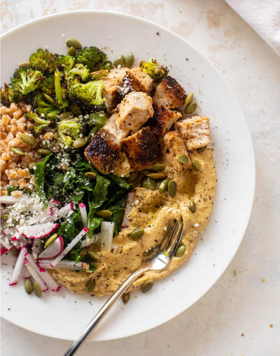 Winter Farro Hummus Bowl