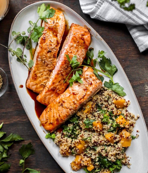 Cider-Glazed Salmon & Butternut Squash Quinoa Pilaf